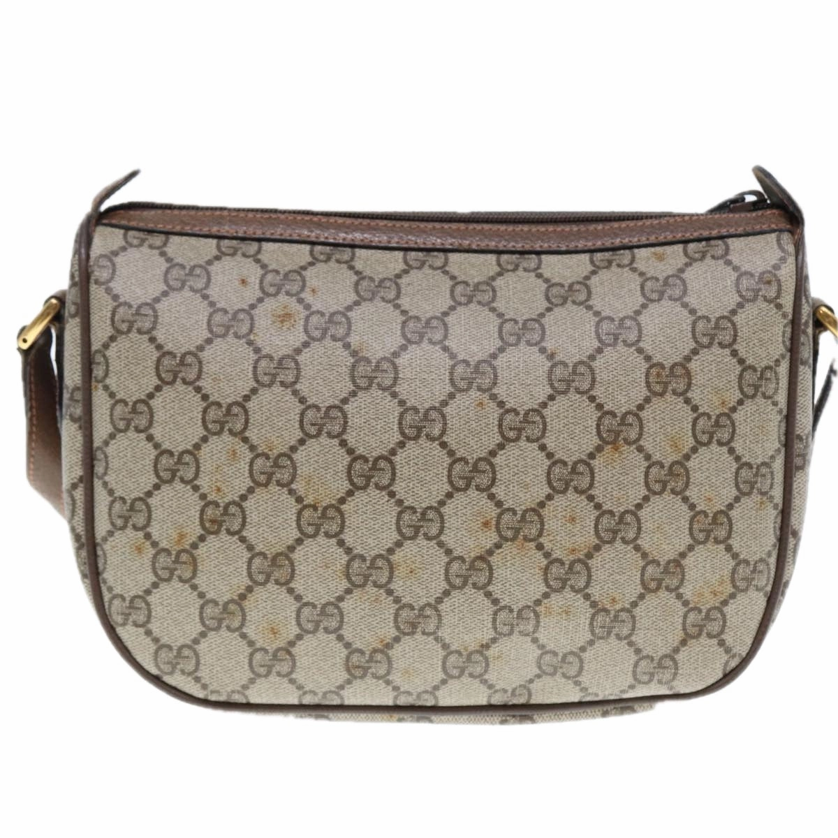GUCCI GG Supreme Web Sherry Line Shoulder Bag PVC Leather Beige Brown