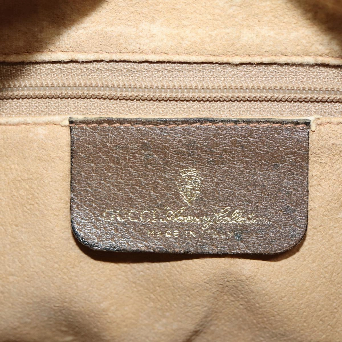 GUCCI GG Supreme Web Sherry Line Shoulder Bag PVC Leather Beige Brown