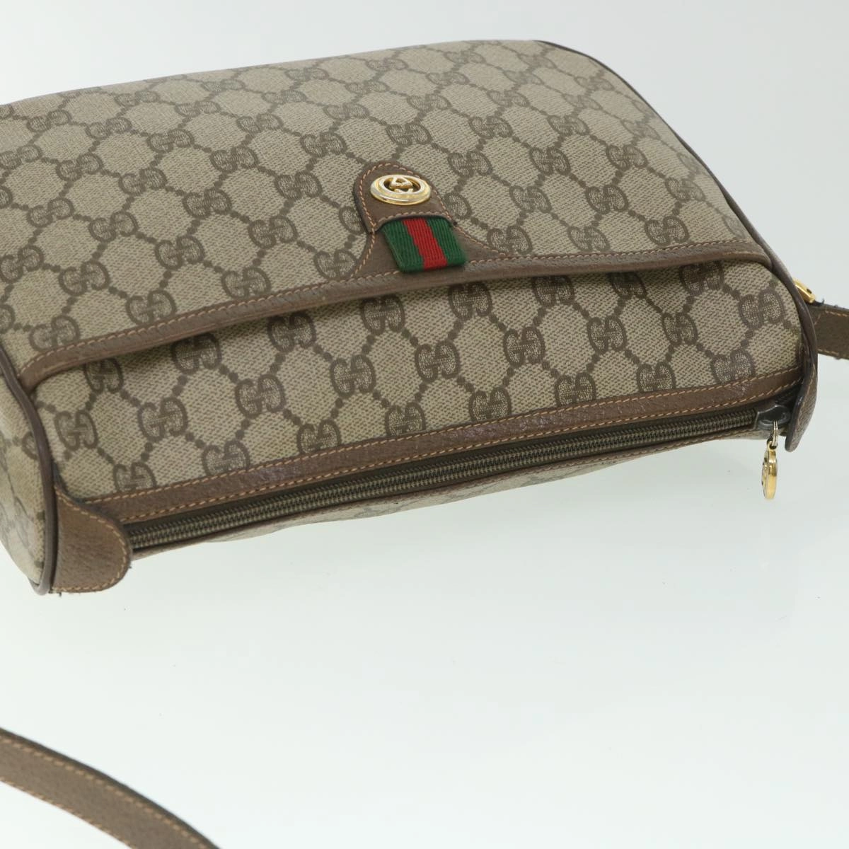 GUCCI GG Supreme Web Sherry Line Shoulder Bag Red Beige 89 02 077  8993