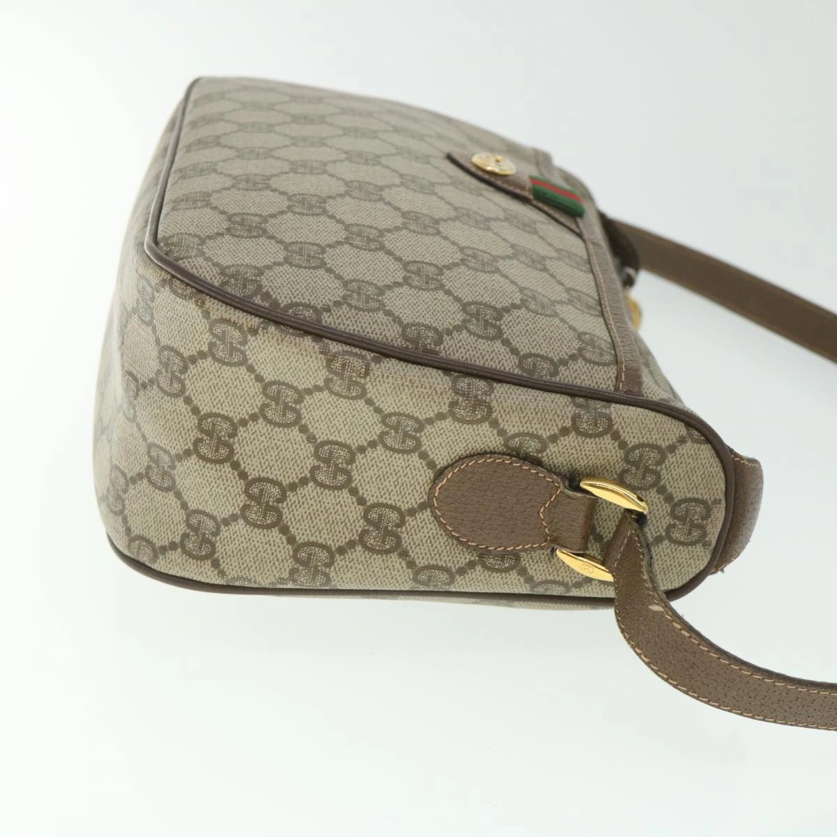 GUCCI GG Supreme Web Sherry Line Shoulder Bag Red Beige 89 02 077  8993