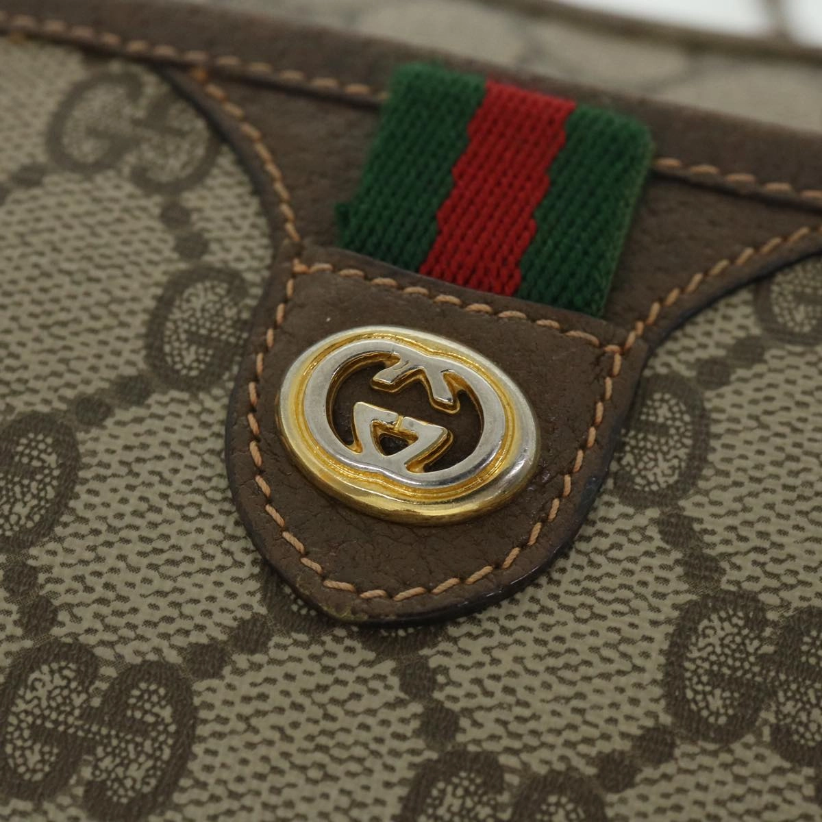 GUCCI GG Supreme Web Sherry Line Shoulder Bag Red Beige 89 02 077  8993