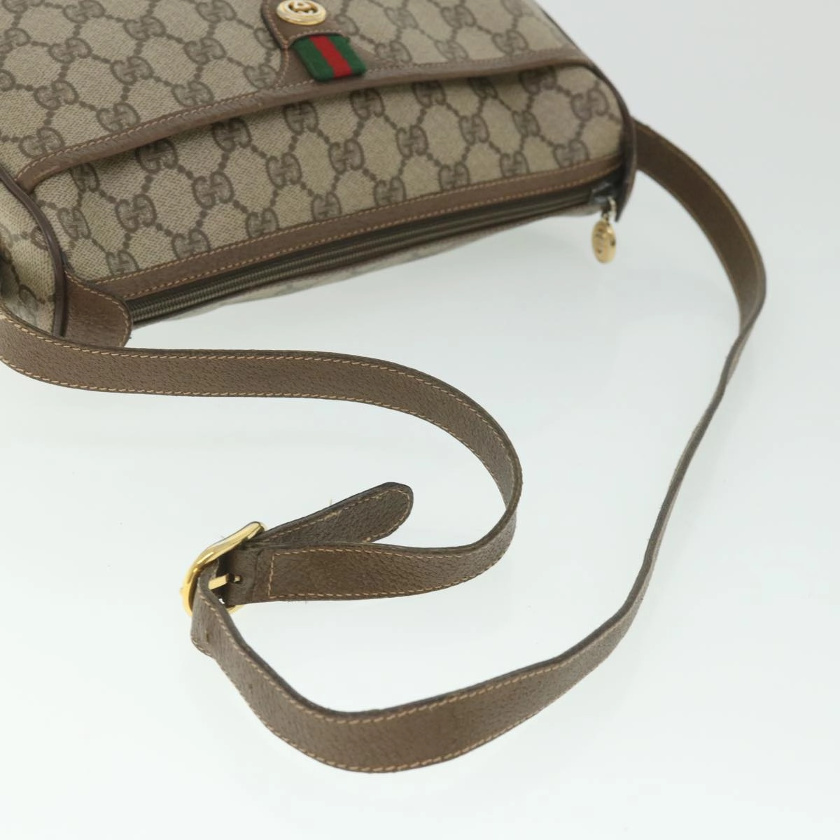 GUCCI GG Supreme Web Sherry Line Shoulder Bag Red Beige 89 02 077  8993
