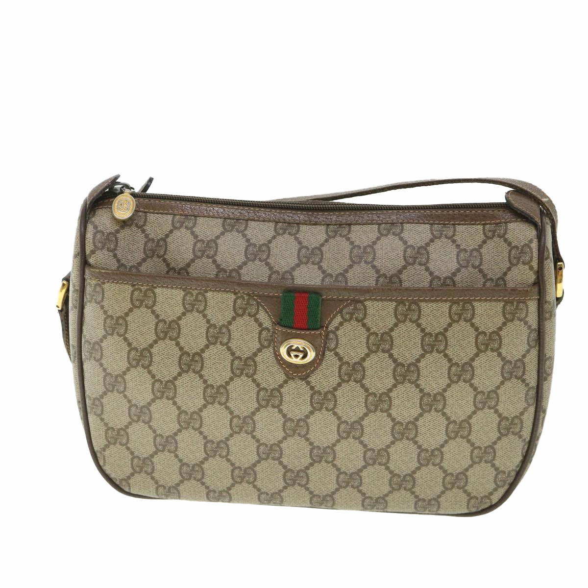 GUCCI GG Supreme Web Sherry Line Shoulder Bag Red Beige 89 02 077  8993