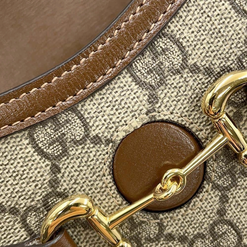 GUCCI Horsebit1955 Shoulder Bag Beige/Brown699296 PVC Leather