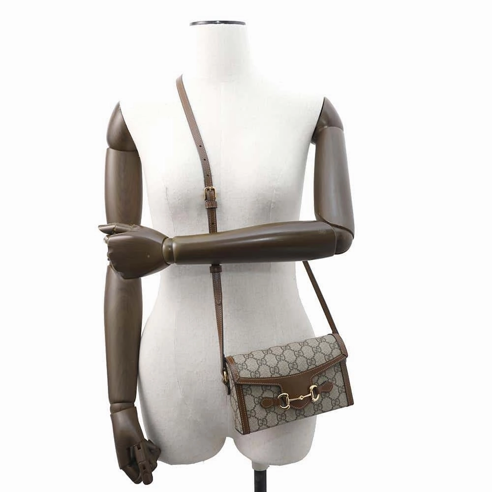 GUCCI Horsebit1955 Shoulder Bag Beige/Brown699296 PVC Leather