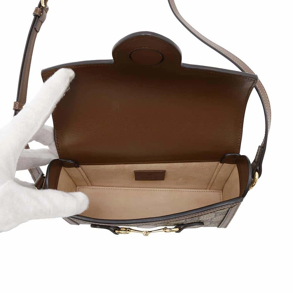 GUCCI Horsebit1955 Shoulder Bag Beige/Brown699296 PVC Leather