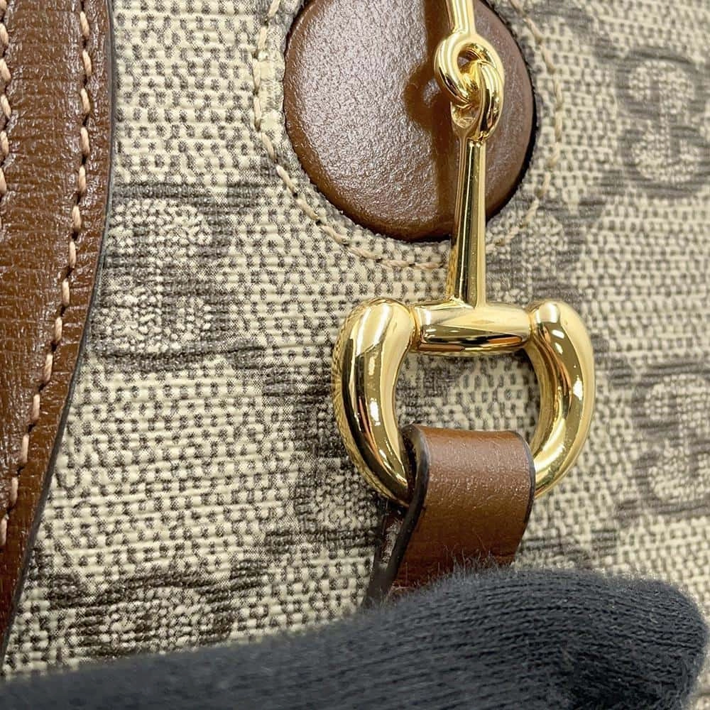 GUCCI Horsebit1955 Shoulder Bag Beige/Brown699296 PVC Leather