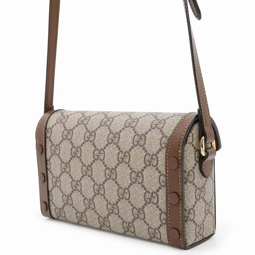 GUCCI Horsebit1955 Shoulder Bag Beige/Brown699296 PVC Leather