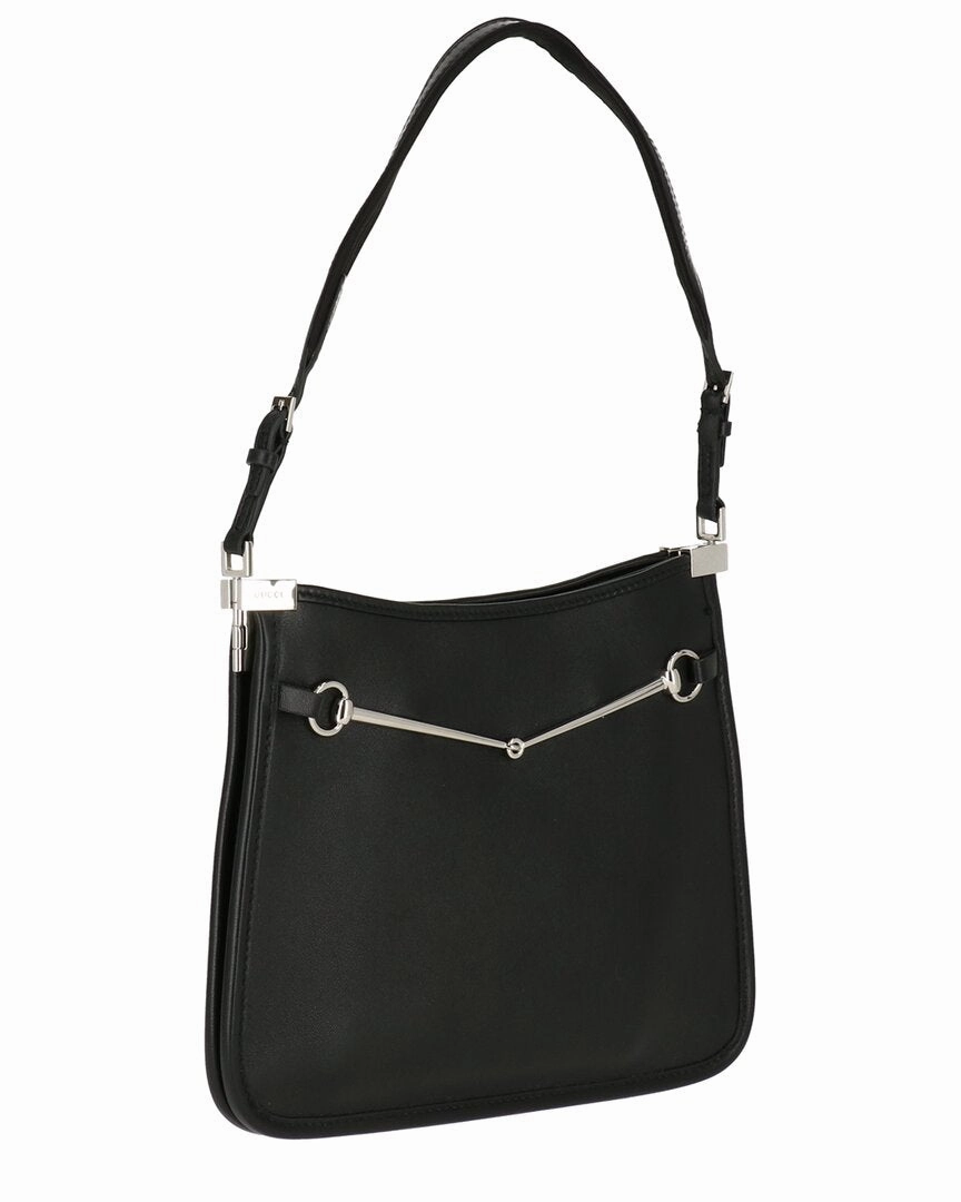 Gucci Horsebit Slim Logo Leather Shoulder Bag