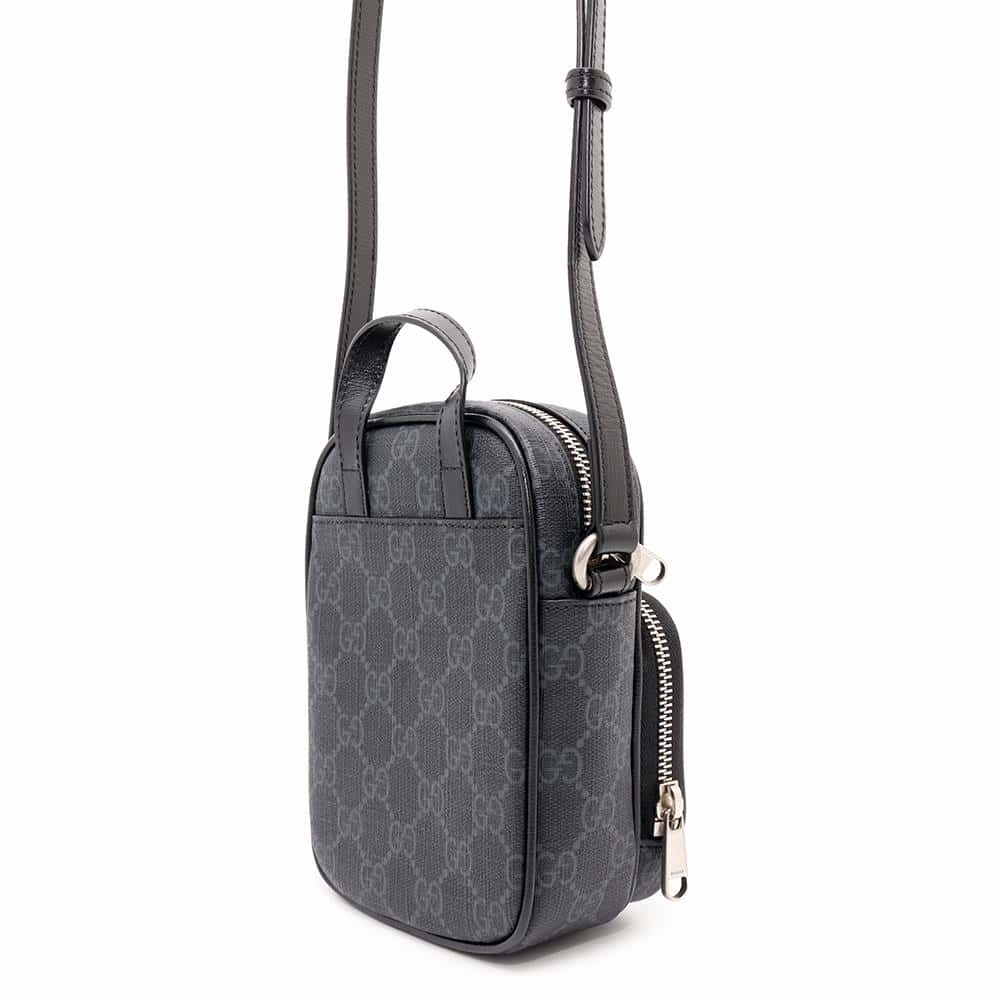 GUCCI Interlocking G Mini Shoulder Bag Black672952 GG Supreme Leather