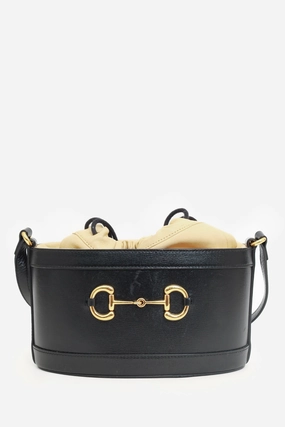 Gucci Leather 1955 Horsebit Drawstring Bucket Bag