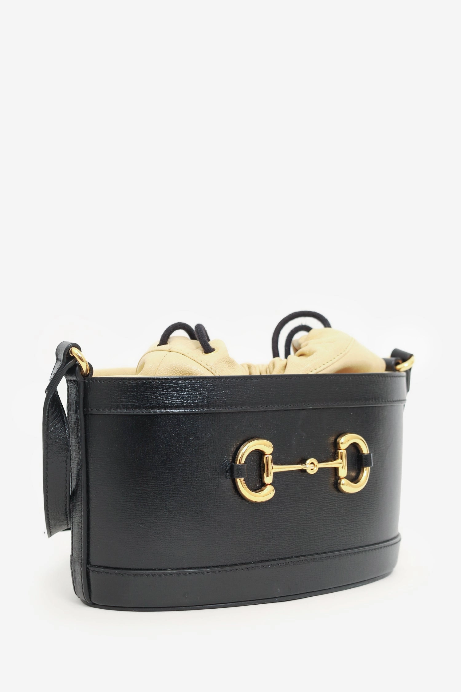 Gucci Leather 1955 Horsebit Drawstring Bucket Bag