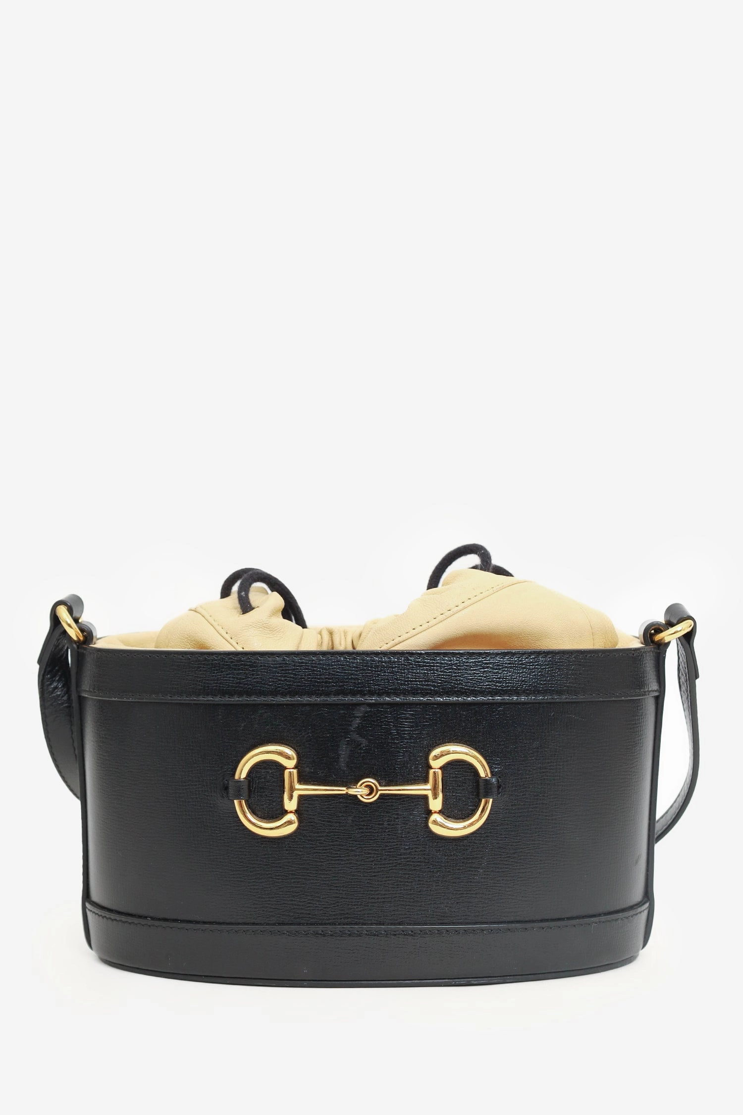 Gucci Leather 1955 Horsebit Drawstring Bucket Bag
