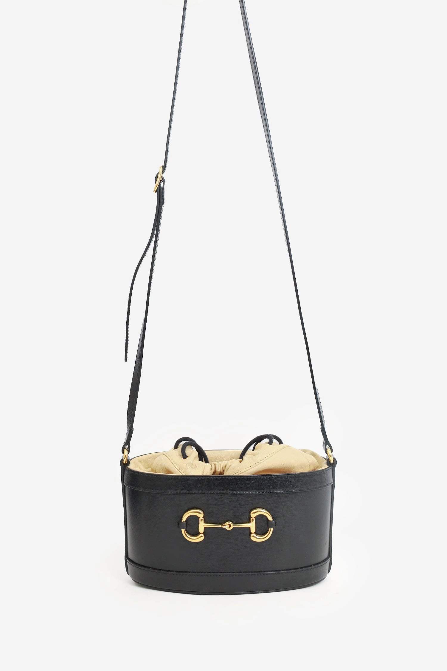 Gucci Leather 1955 Horsebit Drawstring Bucket Bag
