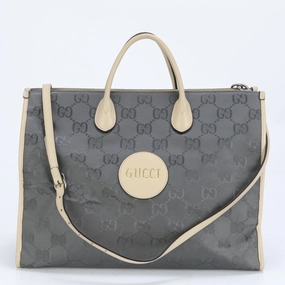 Gucci Leather Canvas Shoulder Bag (Pre-Owned)
