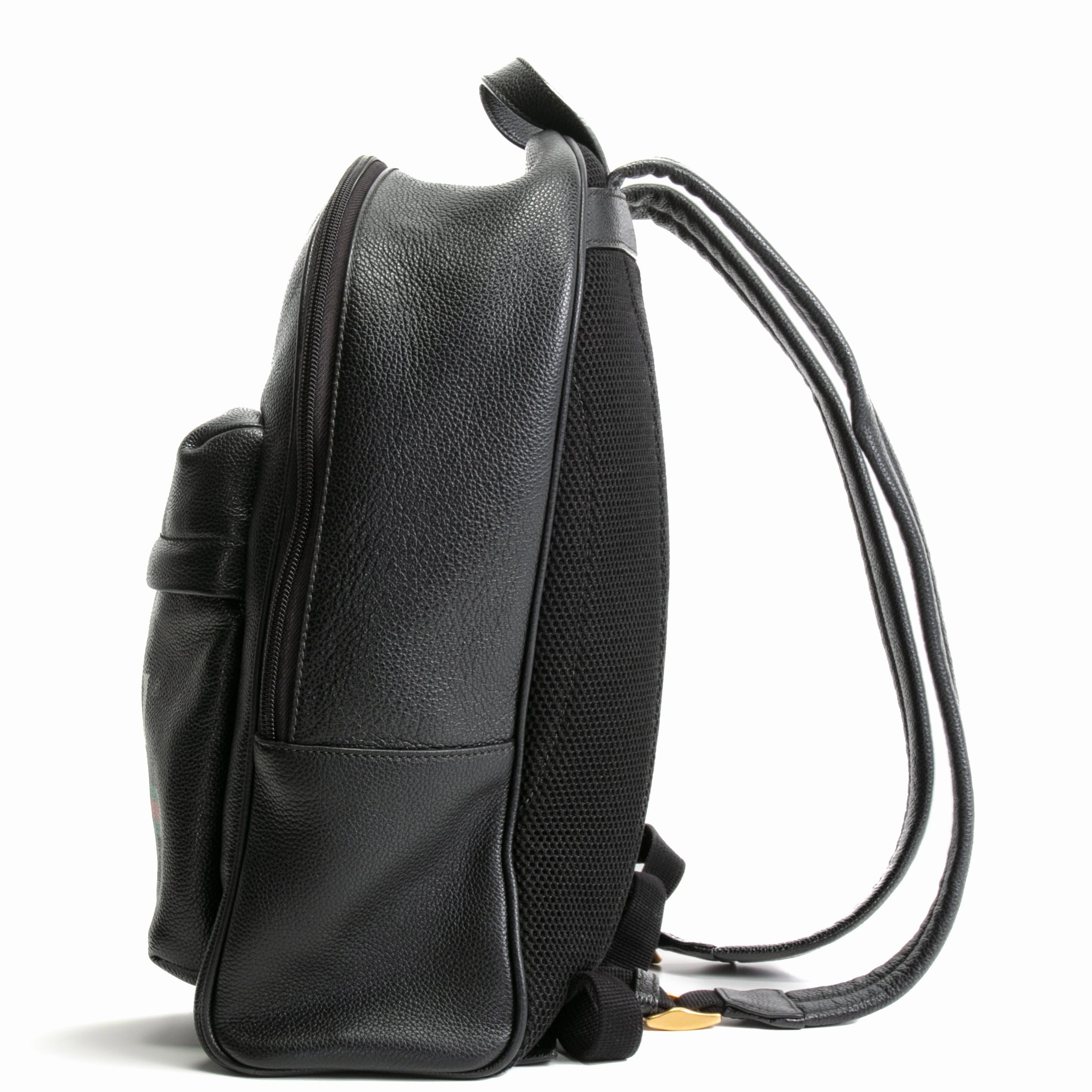 GUCCI Logo Front Pocket Printed Leather Backpack- Black