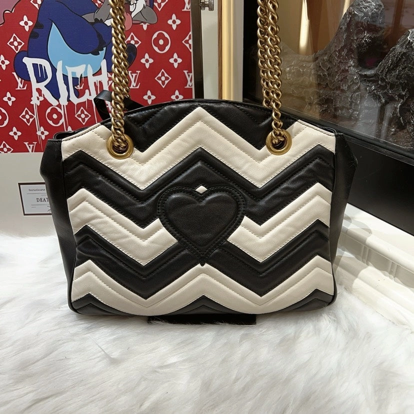 Gucci Marmont Black White Shoulder Bag