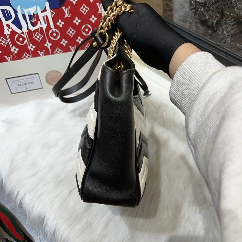 Gucci Marmont Black White Shoulder Bag