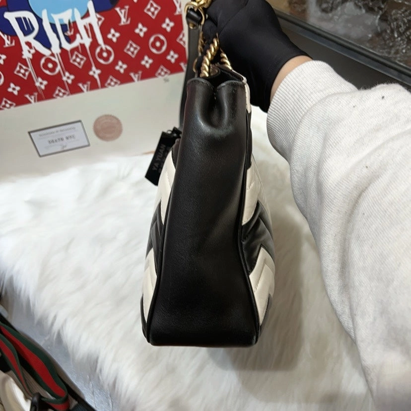Gucci Marmont Black White Shoulder Bag