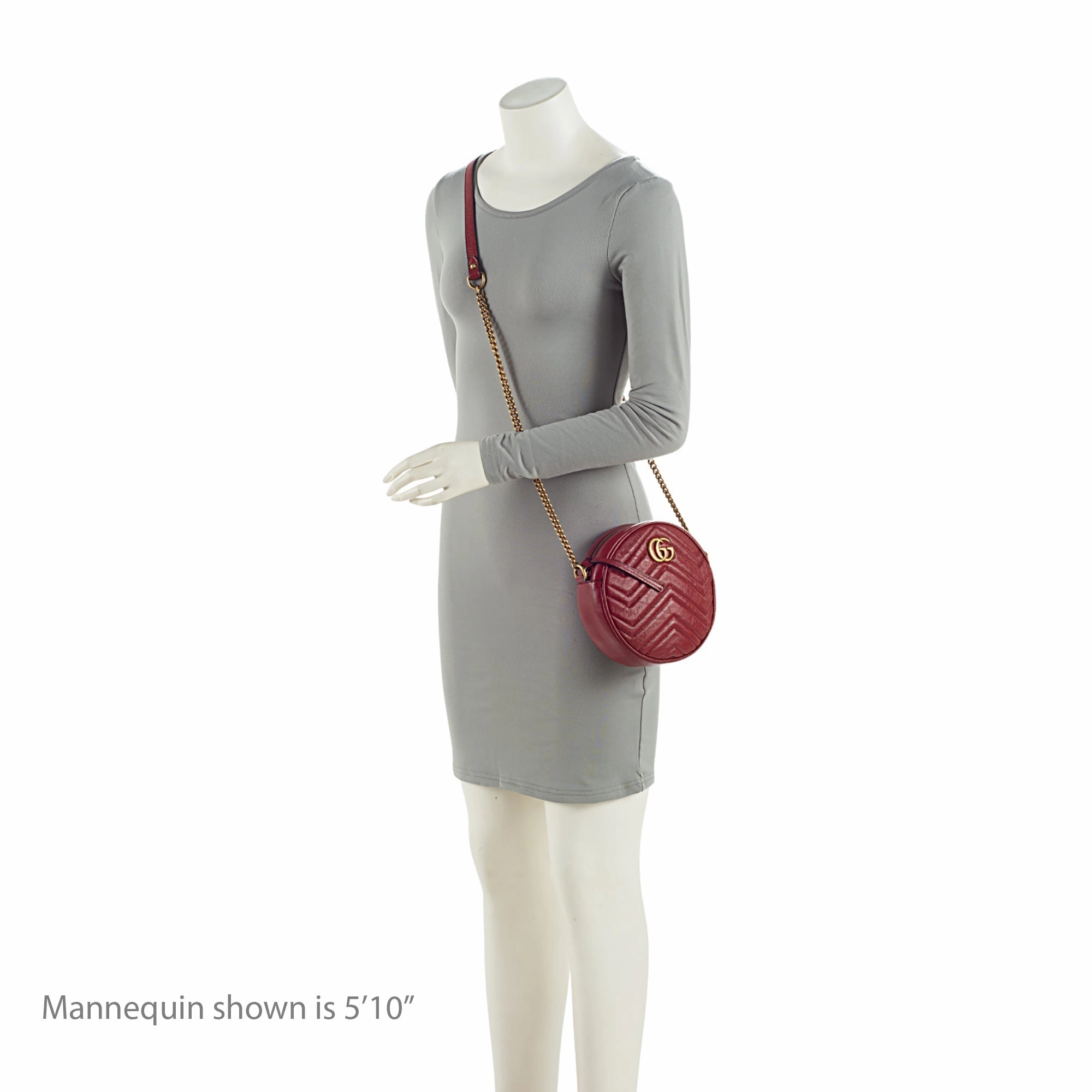 Gucci Matelasse Leather GG Marmont Round Mini Shoulder Bag (SHF-yCEFTL)