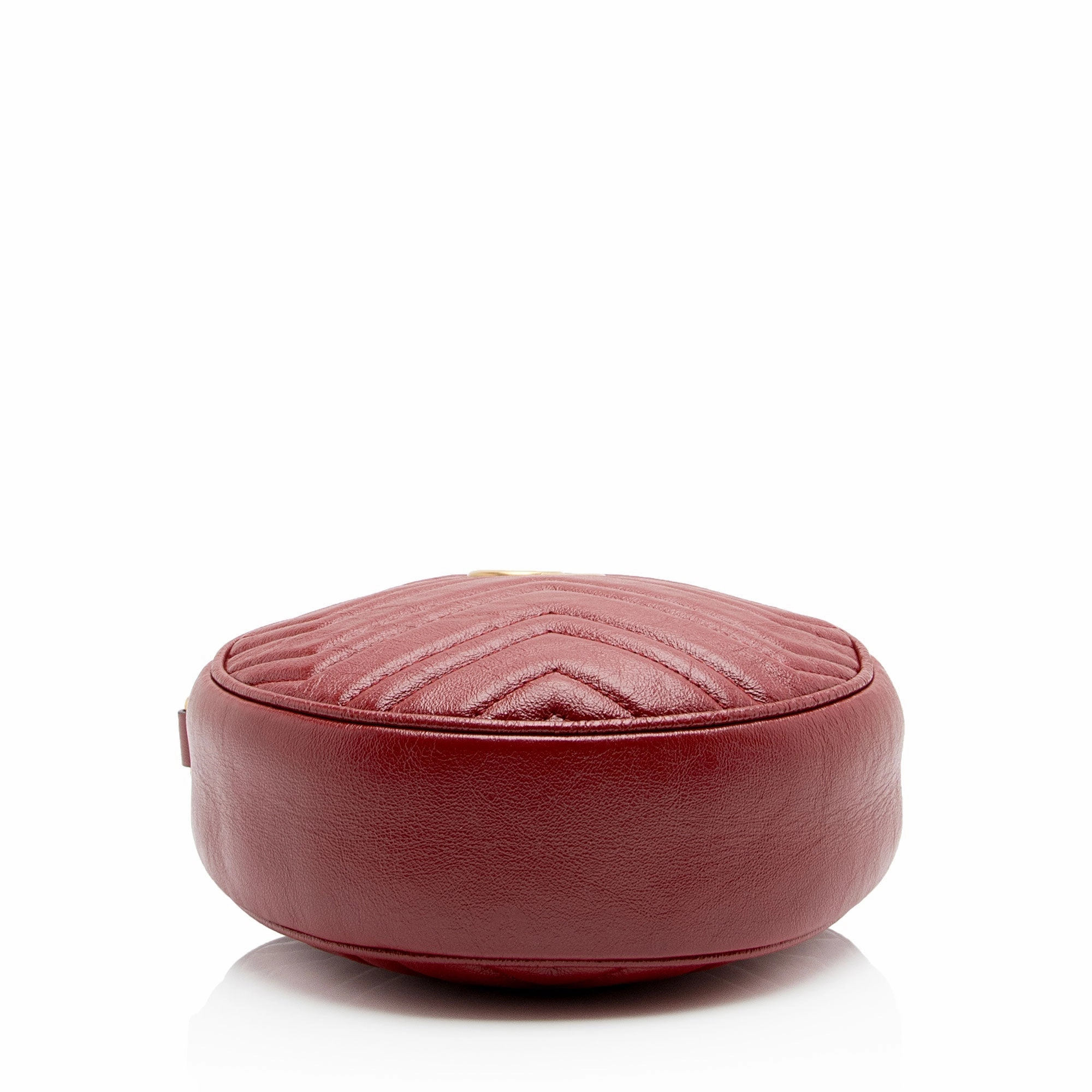 Gucci Matelasse Leather GG Marmont Round Mini Shoulder Bag (SHF-yCEFTL)
