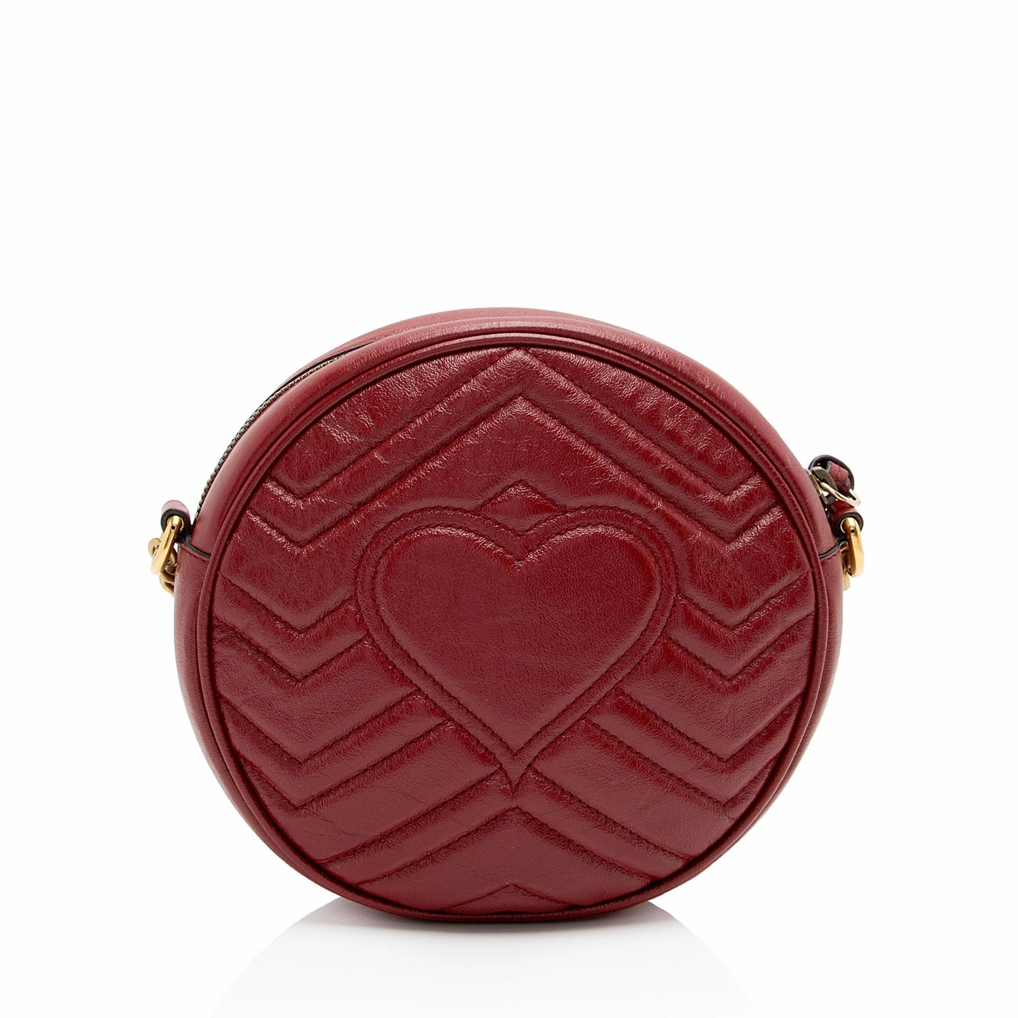 Gucci Matelasse Leather GG Marmont Round Mini Shoulder Bag (SHF-yCEFTL)
