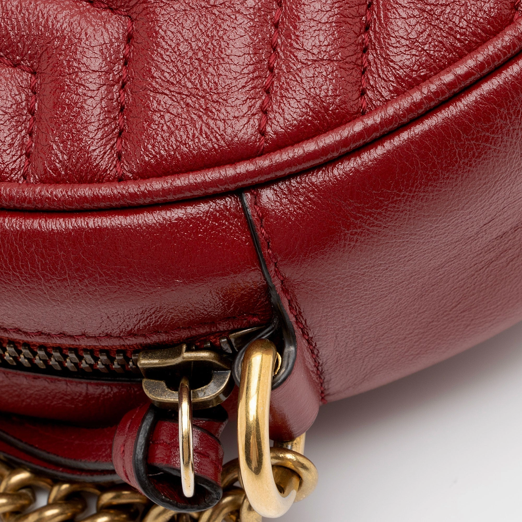 Gucci Matelasse Leather GG Marmont Round Mini Shoulder Bag (SHF-yCEFTL)