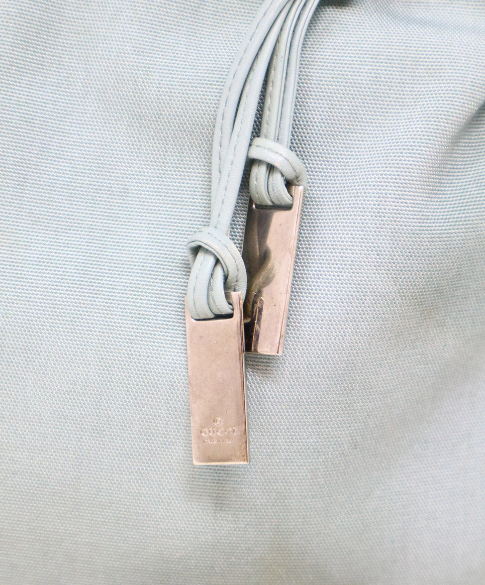 Gucci Mint Green Canvas & Leather Shoulder Bag