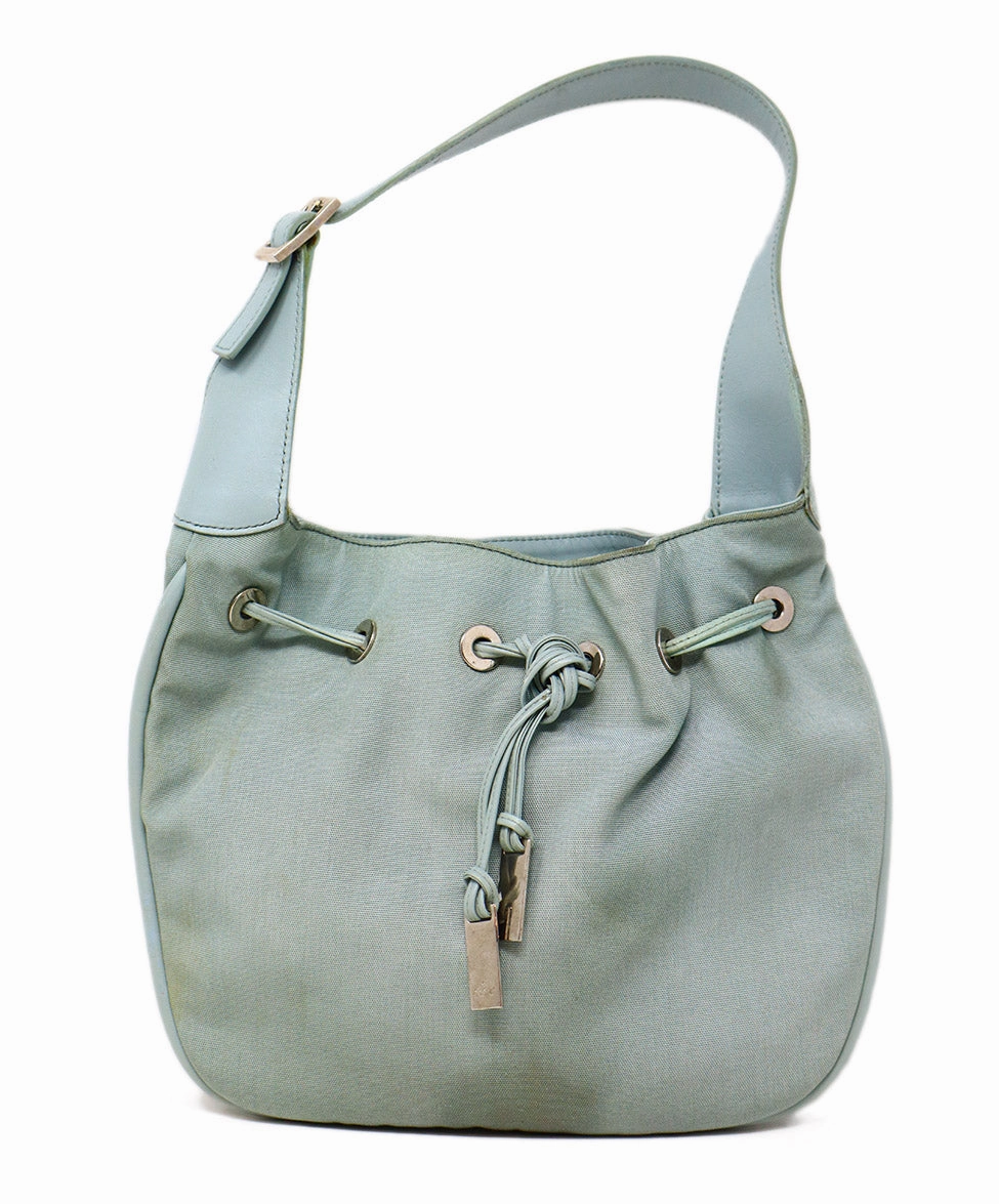 Gucci Mint Green Canvas & Leather Shoulder Bag