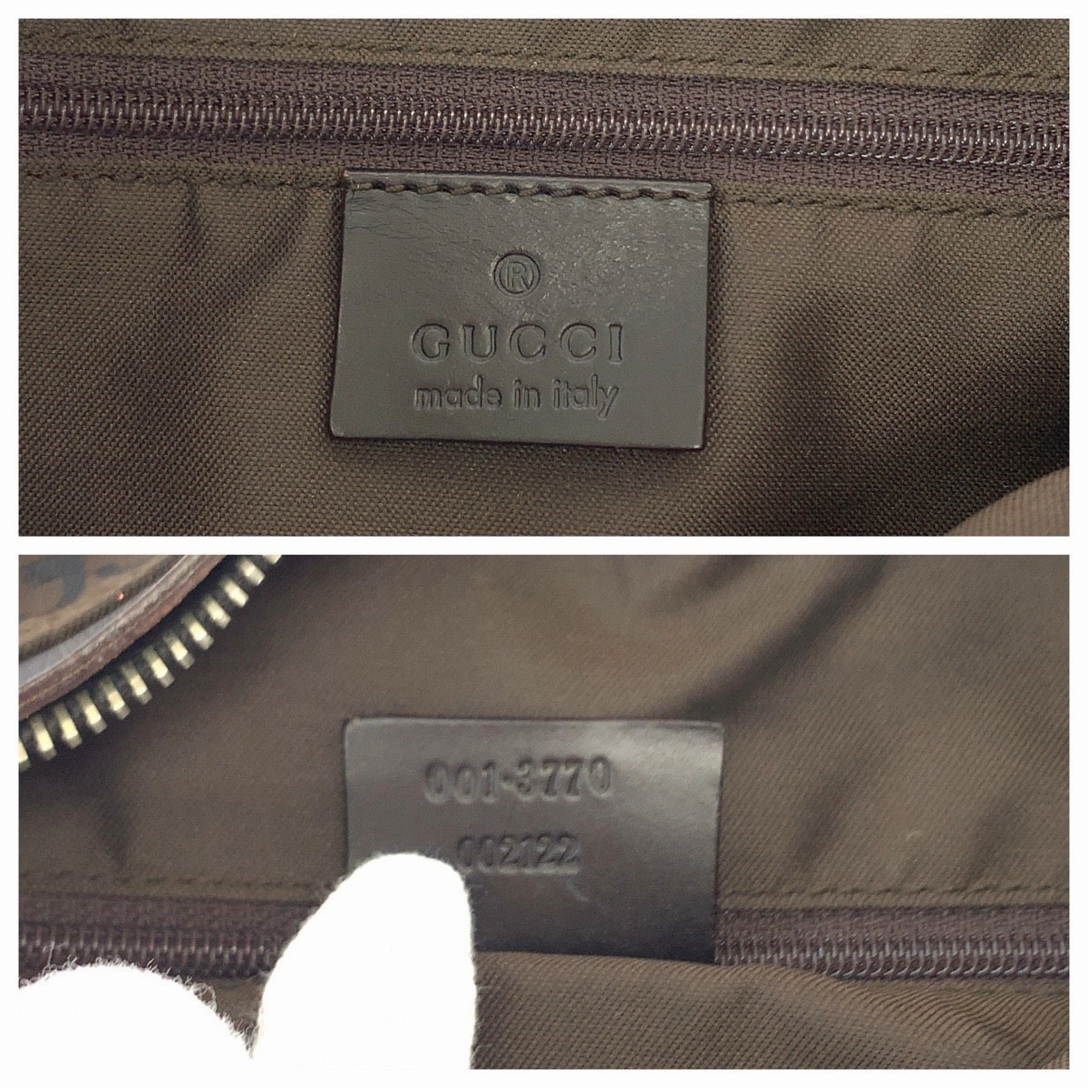 Gucci Nylon Shoulder Bag Brown Silver Hardware