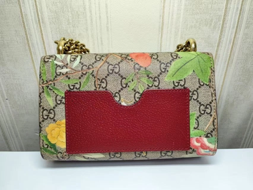 Gucci Padlock GG Blooms Canvas Shoulder Bag Multicolor Small
