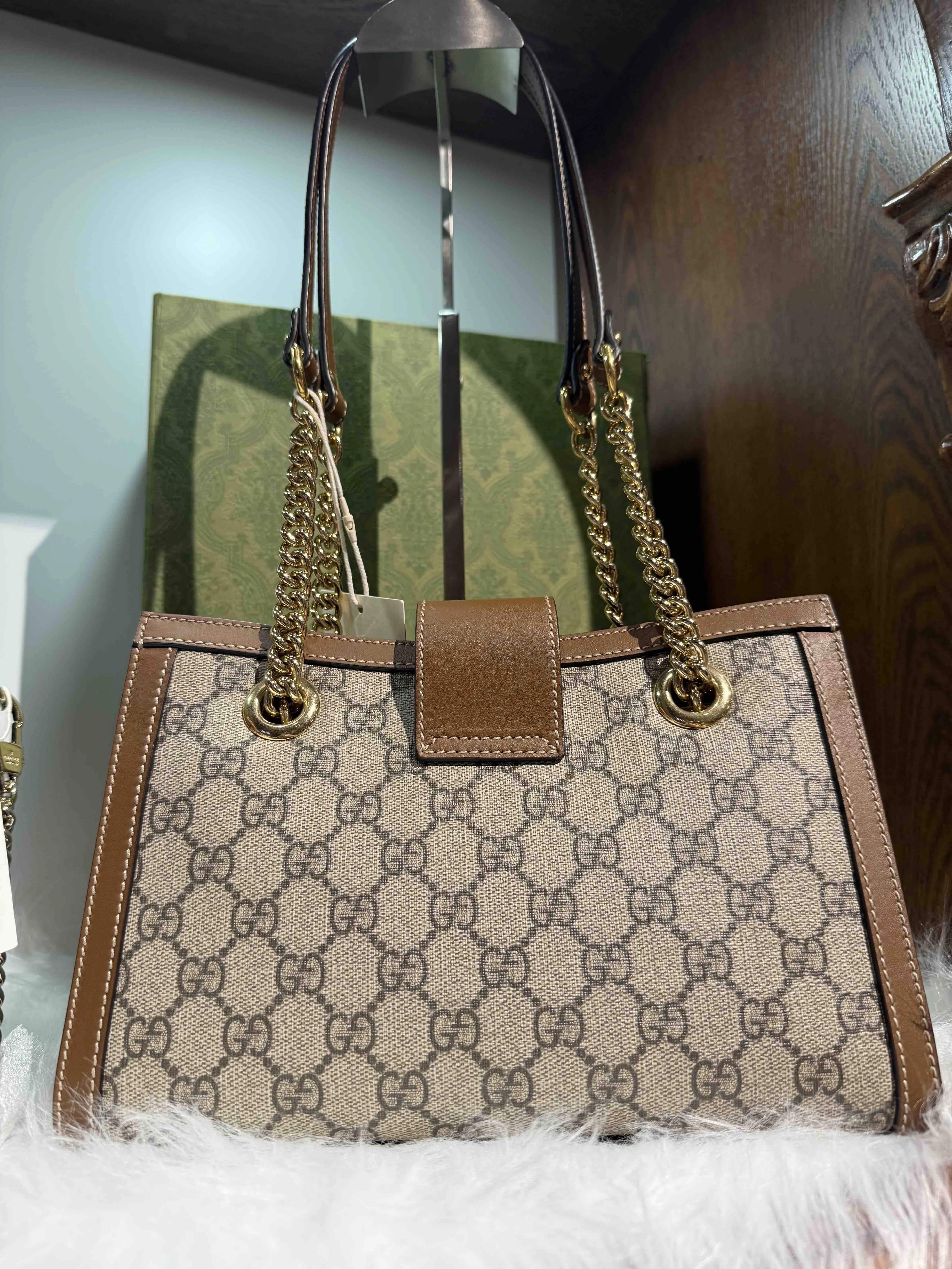 Gucci Padlock GG Supreme Canvas Beige Brown Shoulder Bag