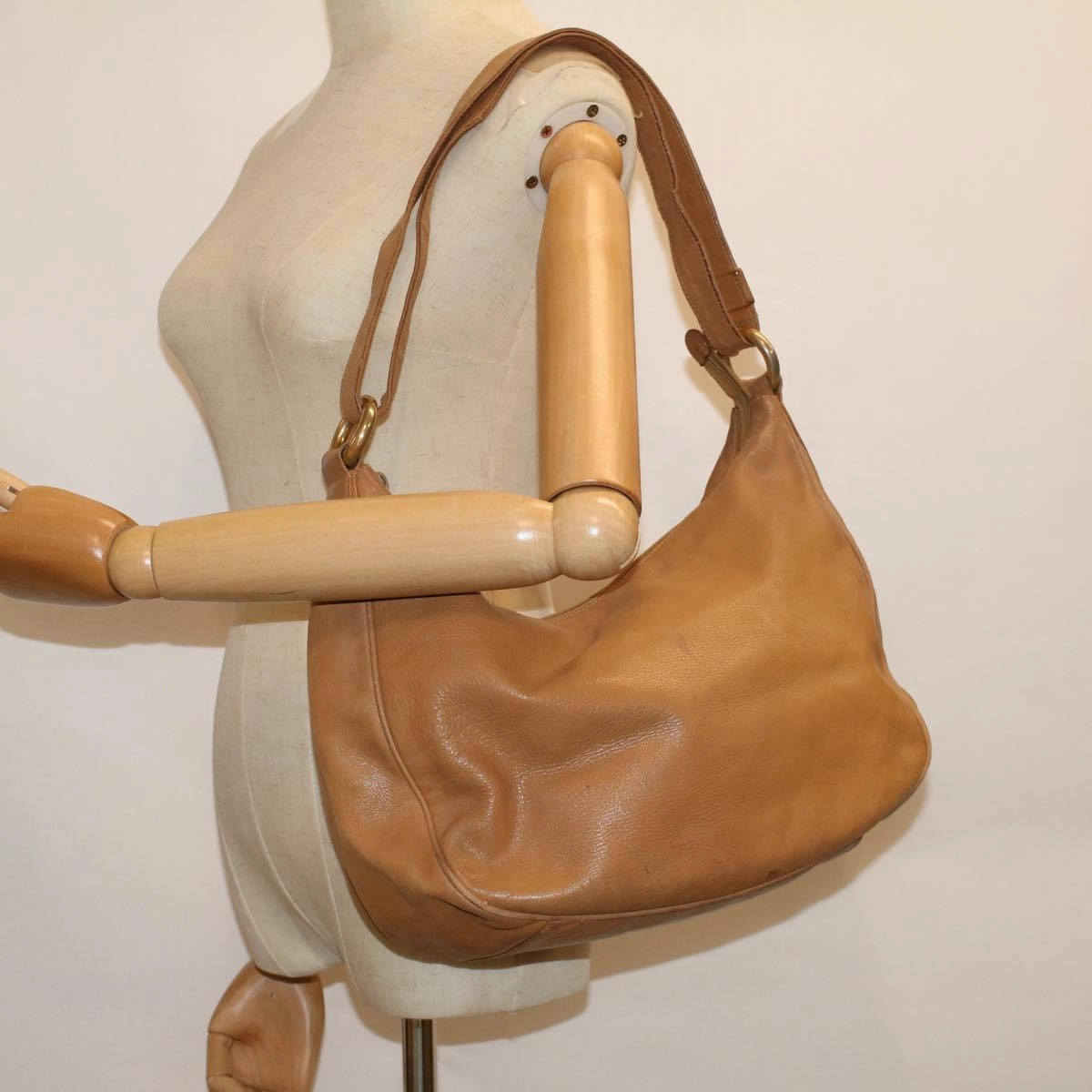 GUCCI Shoulder Bag Leather Beige 001 115 1373  bs8793