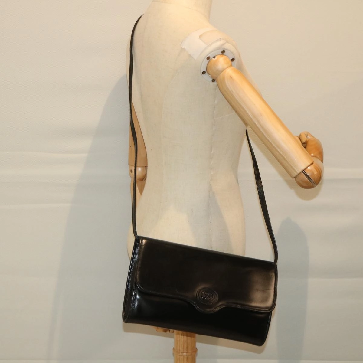 GUCCI Shoulder Bag Leather Black  57326