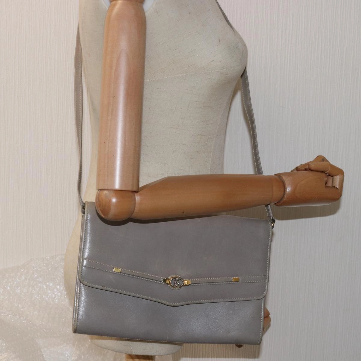 GUCCI Shoulder Bag Leather Gray 004 406 2008  77459