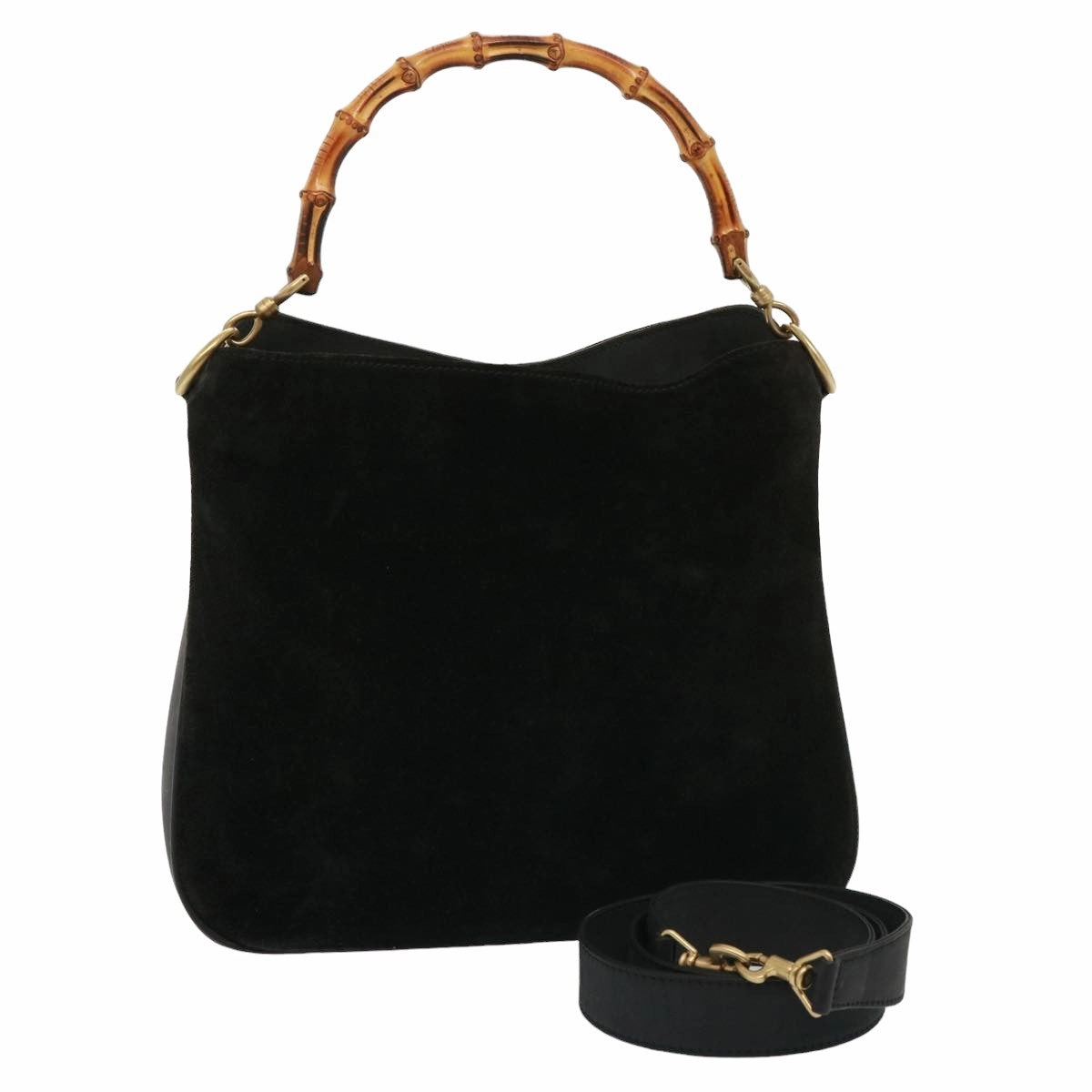 GUCCI Shoulder Bag Leather Suede 2way Black 001 2058 1638 0  78087