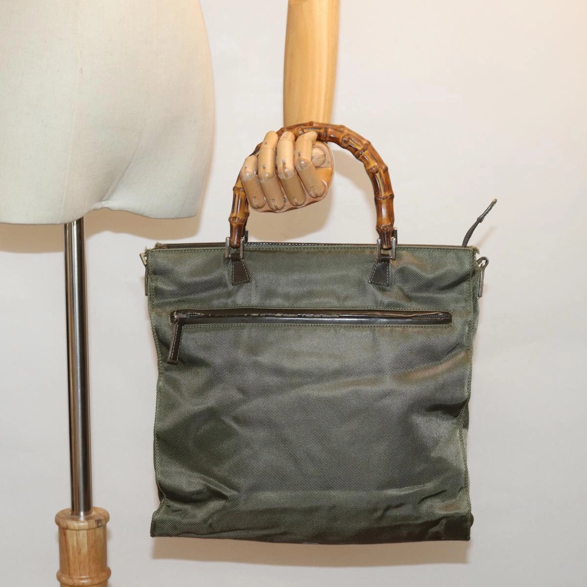 GUCCI Shoulder Bag Nylon Khaki 001 1095 1878  76119