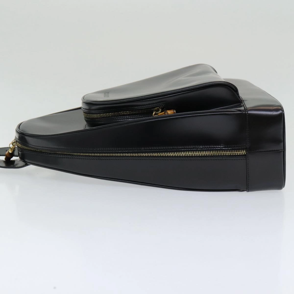 GUCCI Shoulder Bag Patent leather Black Gold 003 3444 0027  85163