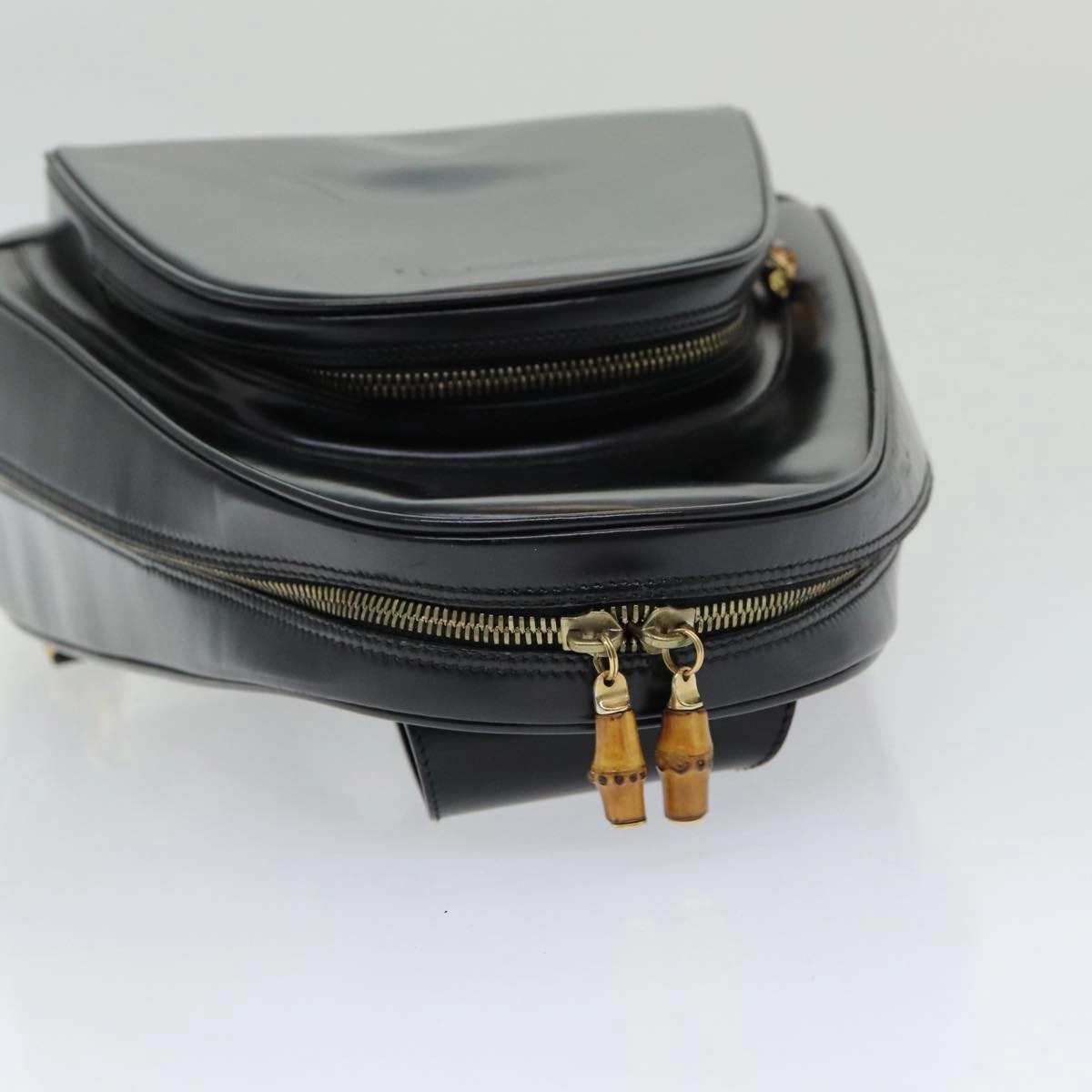 GUCCI Shoulder Bag Patent leather Black Gold 003 3444 0027  85163