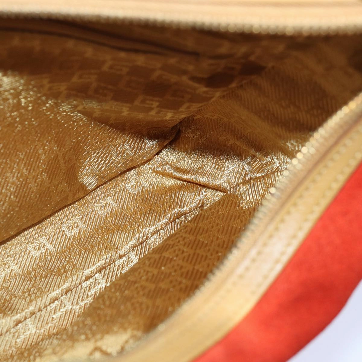 GUCCI Shoulder Bag Suede Red Gold 001 3812 2123  85865