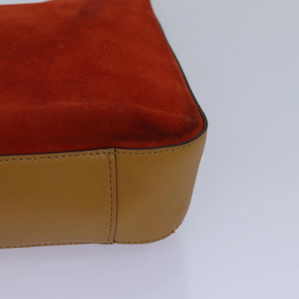GUCCI Shoulder Bag Suede Red Gold 001 3812 2123  85865