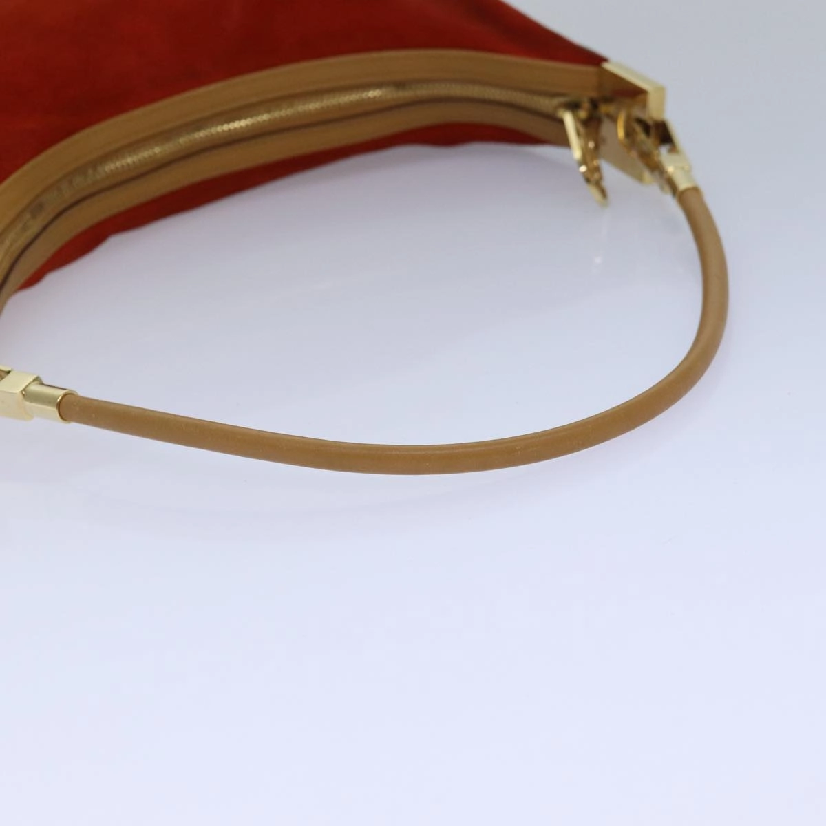 GUCCI Shoulder Bag Suede Red Gold 001 3812 2123  85865