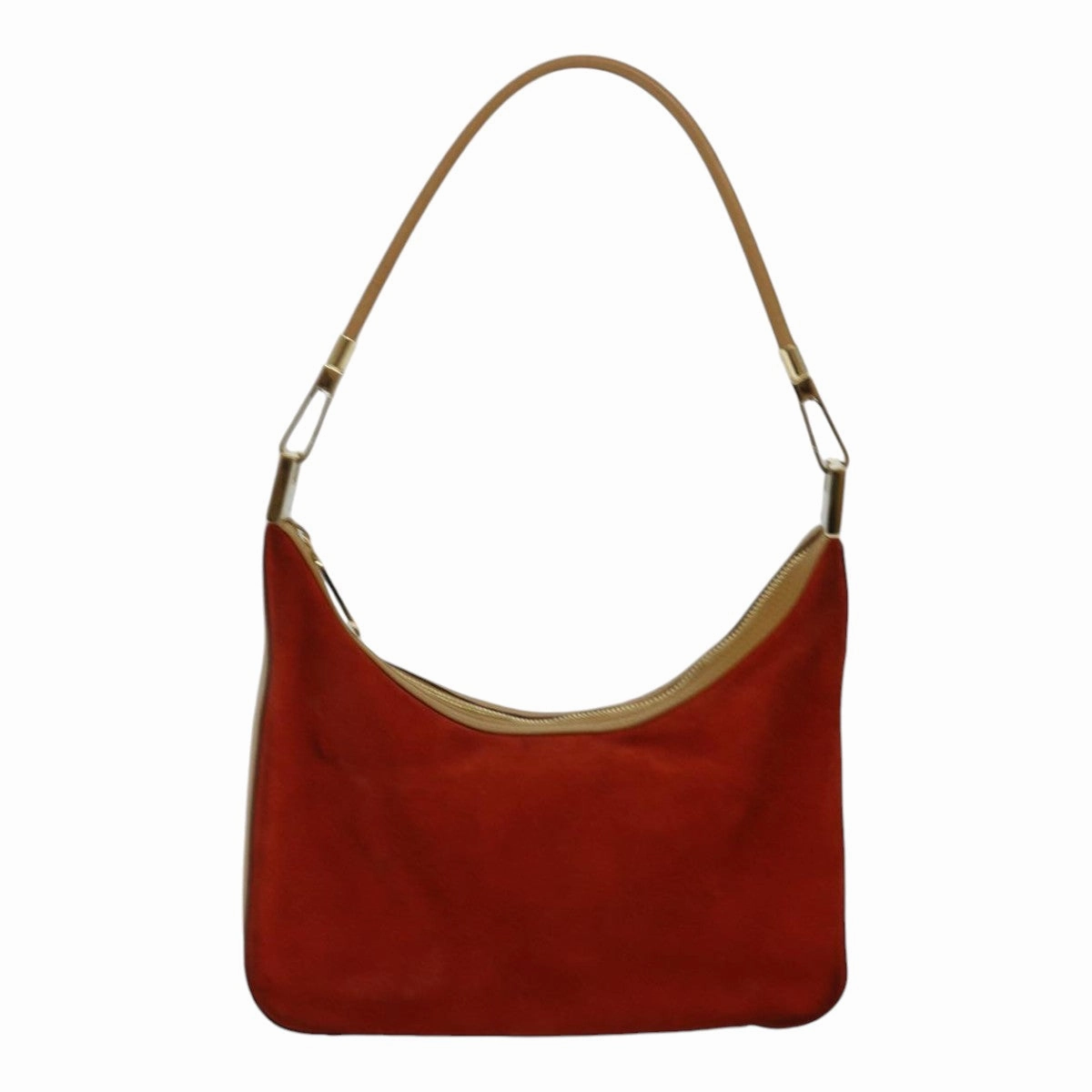 GUCCI Shoulder Bag Suede Red Gold 001 3812 2123  85865