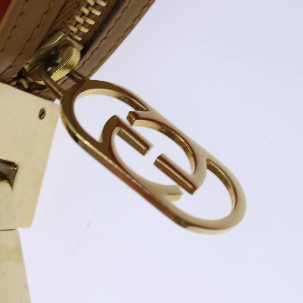 GUCCI Shoulder Bag Suede Red Gold 001 3812 2123  85865