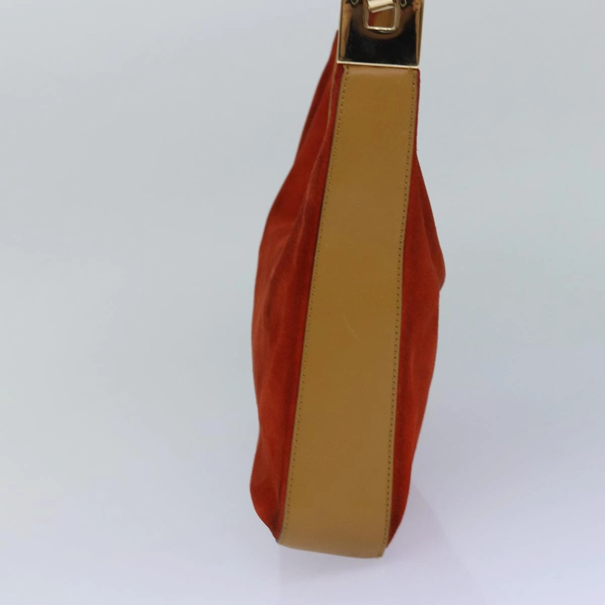 GUCCI Shoulder Bag Suede Red Gold 001 3812 2123  85865