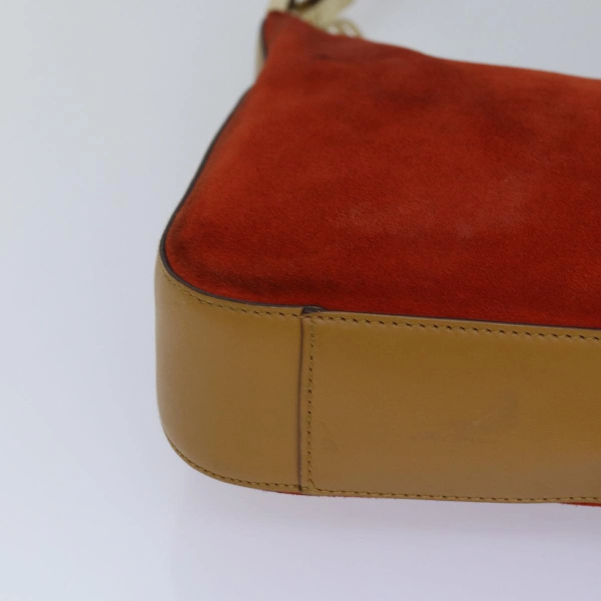 GUCCI Shoulder Bag Suede Red Gold 001 3812 2123  85865