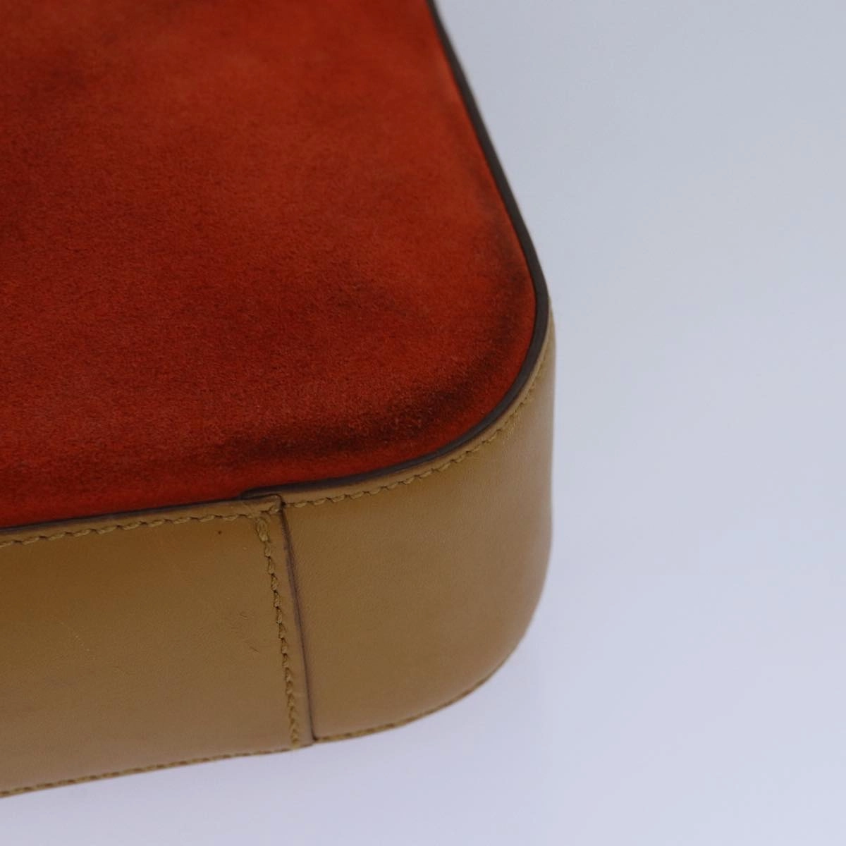 GUCCI Shoulder Bag Suede Red Gold 001 3812 2123  85865