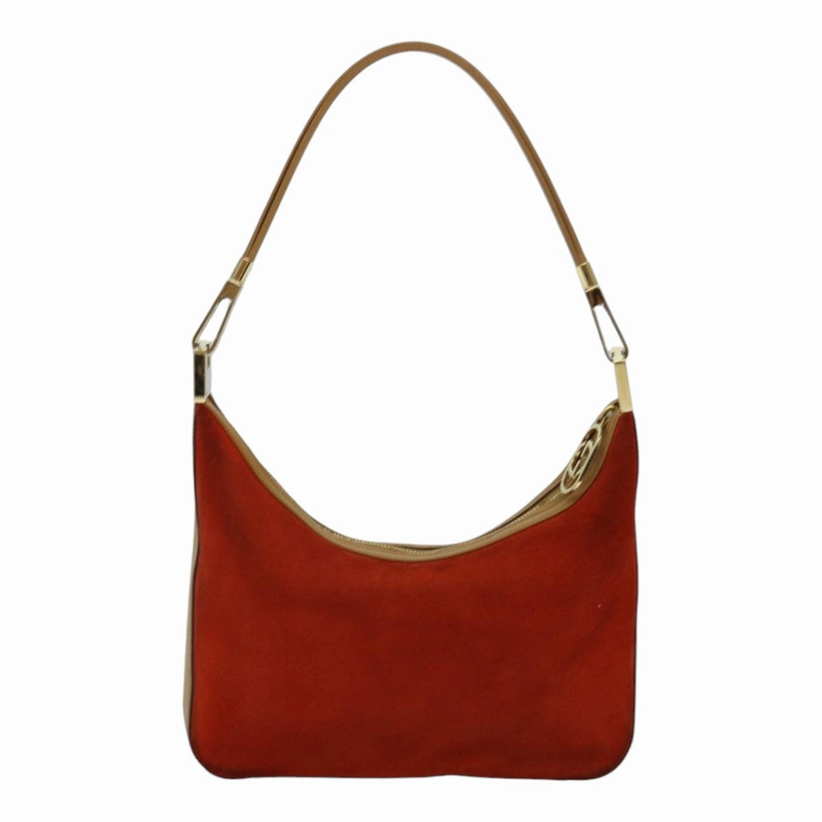 GUCCI Shoulder Bag Suede Red Gold 001 3812 2123  85865