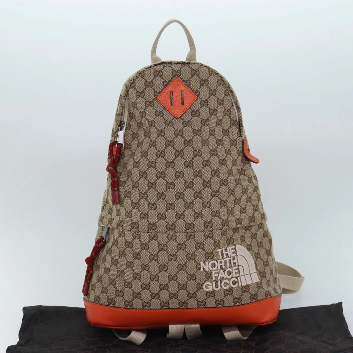 GUCCI THE NORTH FACE GG Backpack Beige Orange 650288 GY5TN 8893  83811