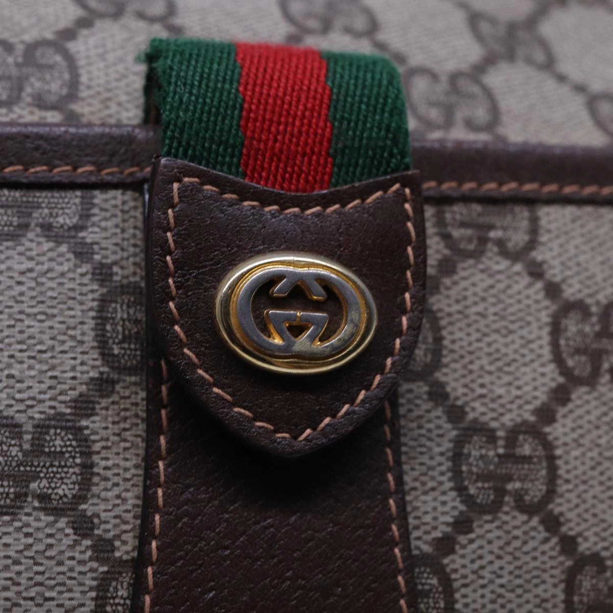GUCCI Web Sherry Line GG Supreme Shoulder Bag Red Beige 89 02 032  13114